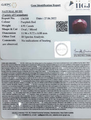 4.91/CT Natural Mozambique Ruby with Govt. Lab Certificate-12210